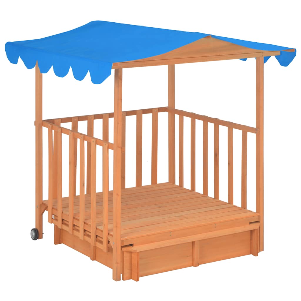 children's playhouse with sandbox, pine wood, blue, UV 50