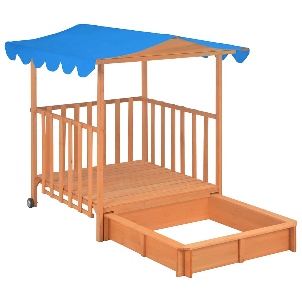 children's playhouse with sandbox, pine wood, blue, UV 50