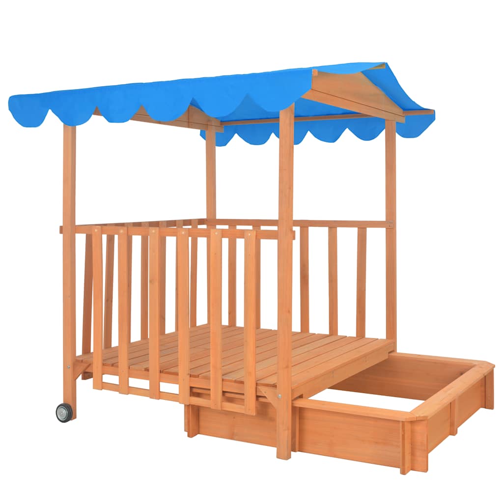 children's playhouse with sandbox, pine wood, blue, UV 50