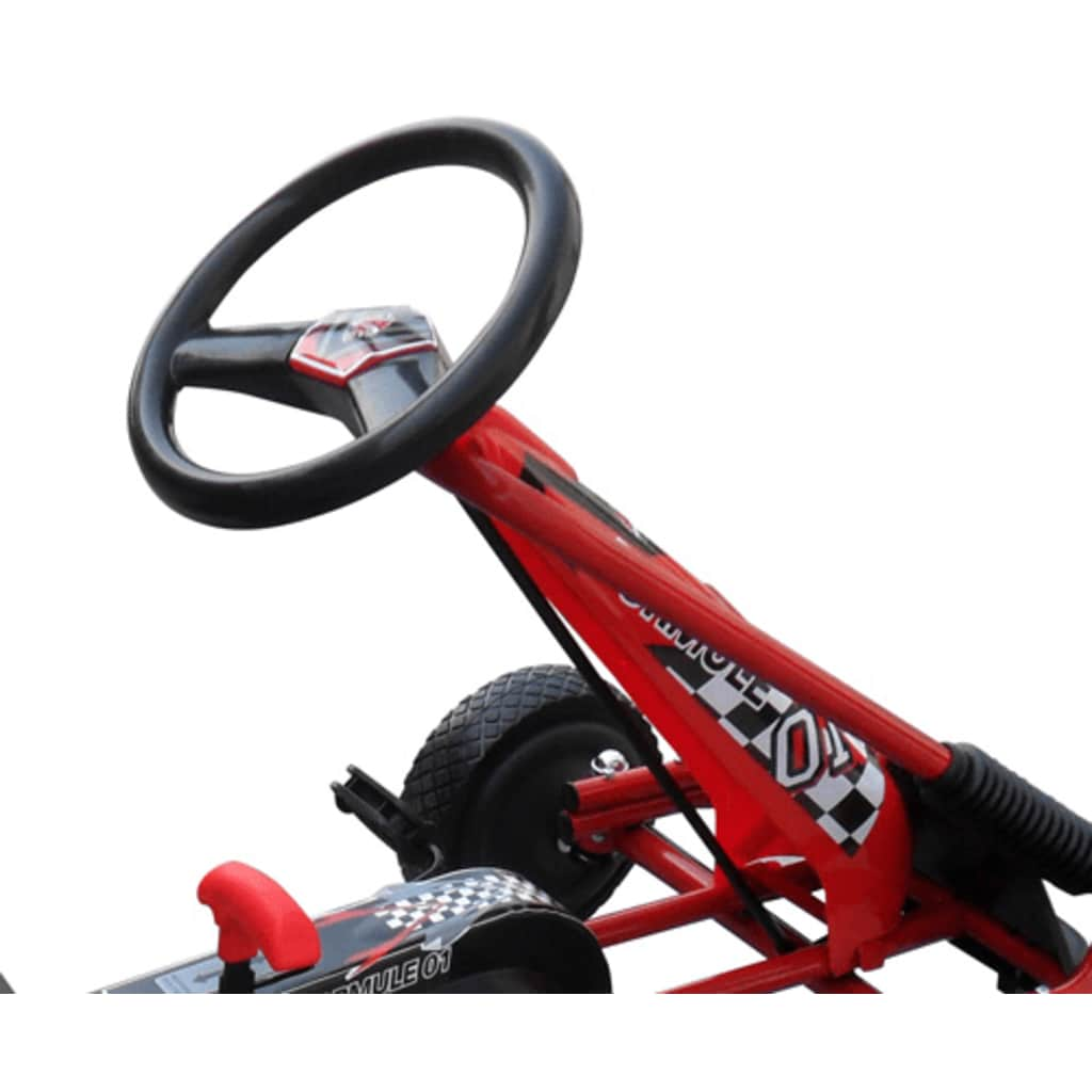 Pedal go-kart for children with adjustable seat, red