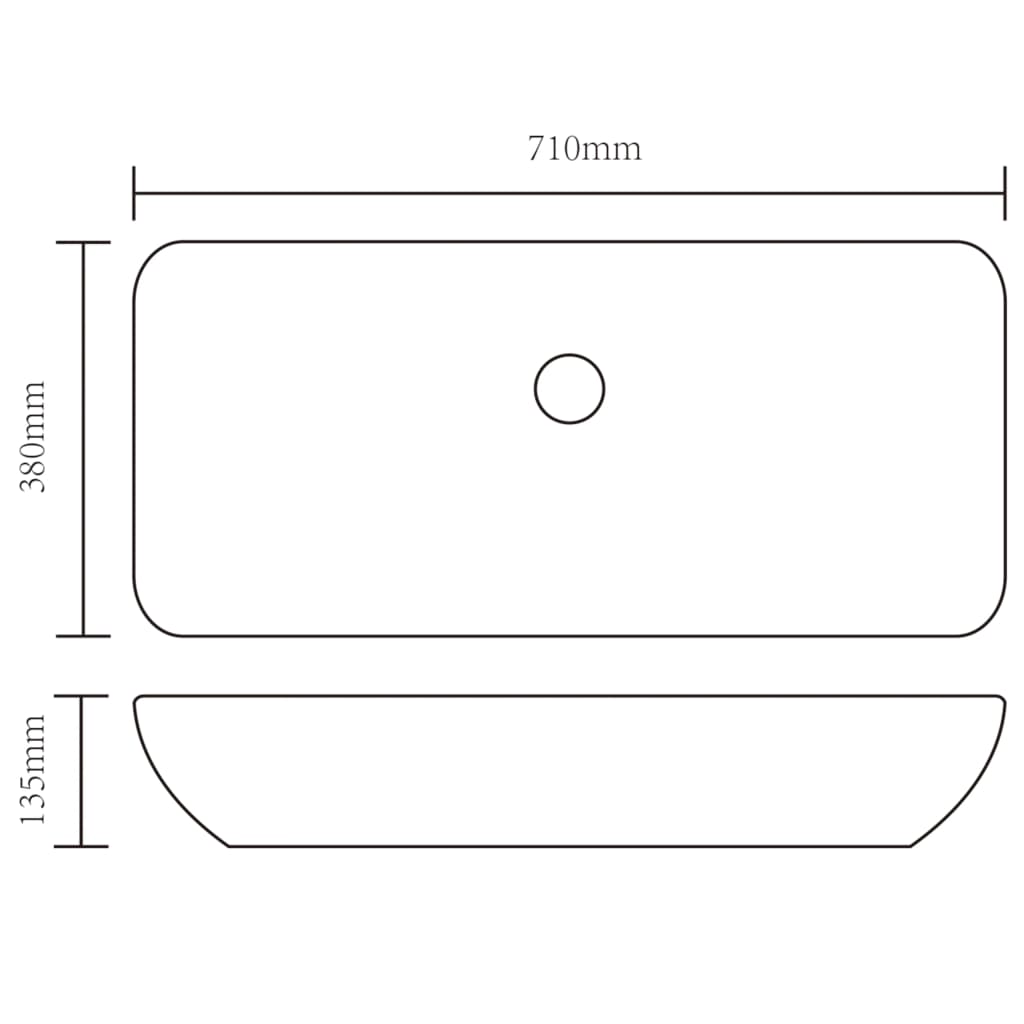 Luxury ceramic washbasin rectangular white 71 x 39 cm