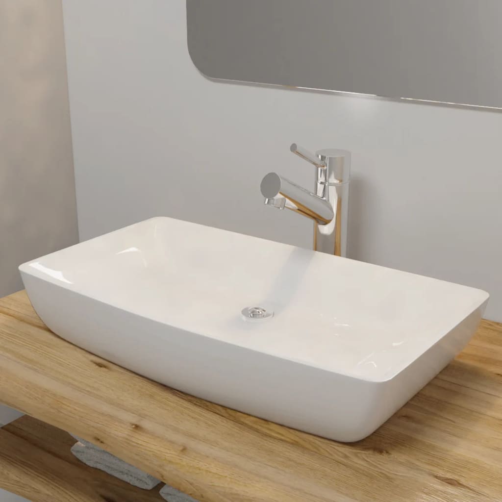 Luxury ceramic washbasin rectangular white 71 x 39 cm