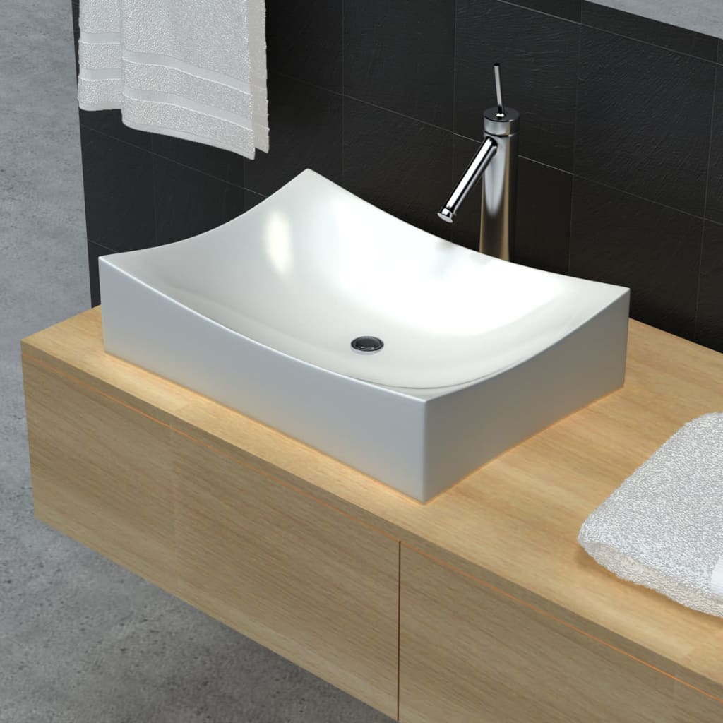 Bathroom Ceramic Porcelain Sink White High Gloss