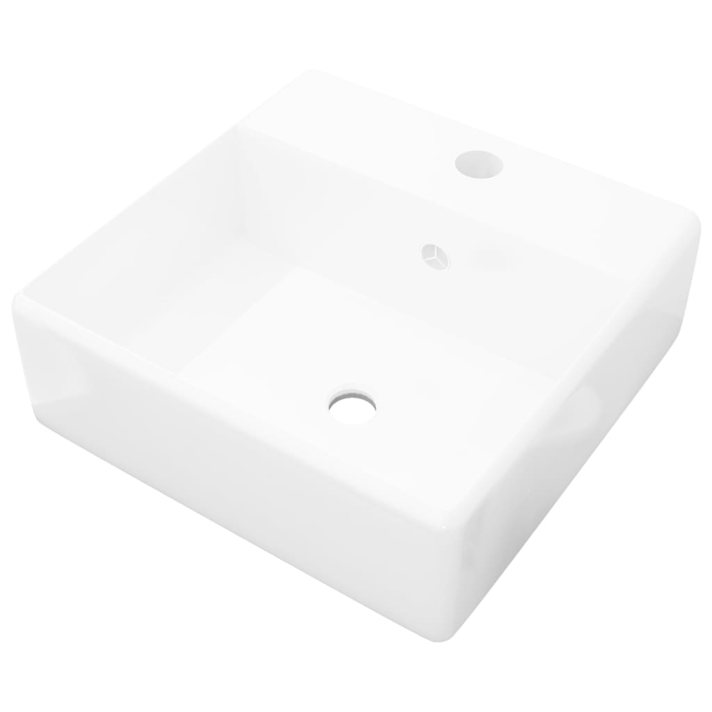 Luxury square ceramic washbasin white 41 x 41 cm