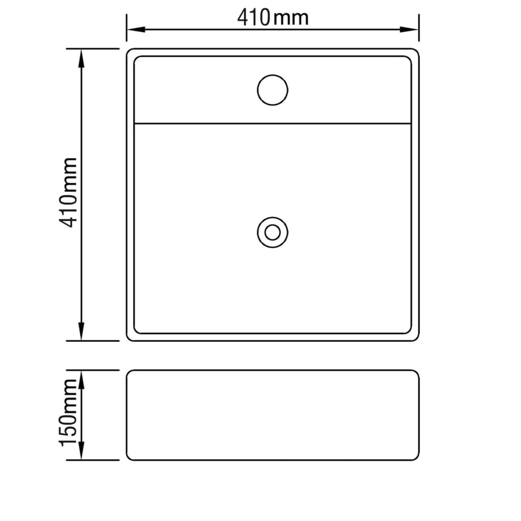 Luxury square ceramic washbasin white 41 x 41 cm