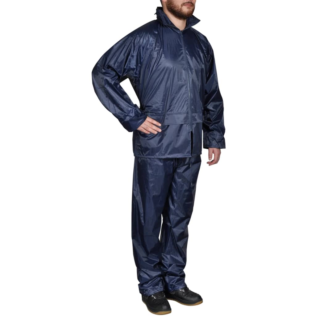 Men's rain suit with hood, navy blue M