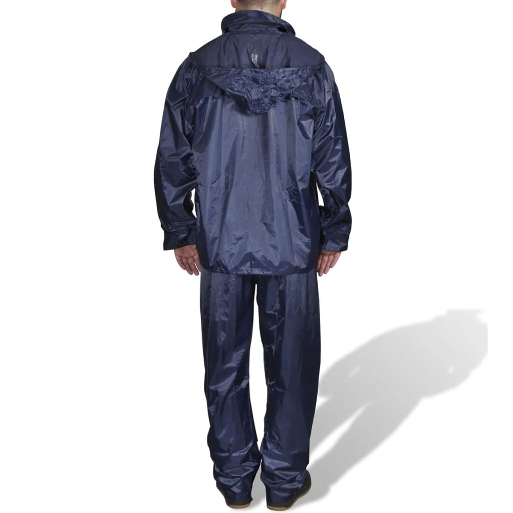 Men's rain suit with hood, navy blue M