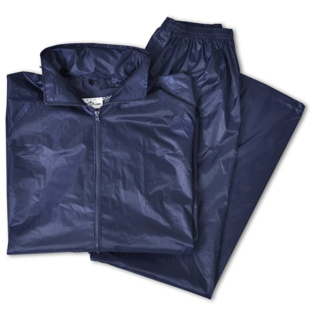 Men's rain suit with hood, navy blue M