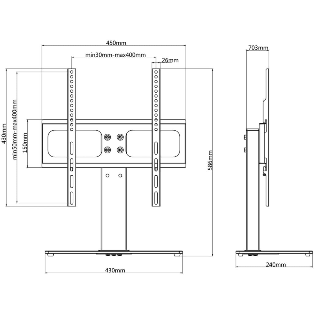 TV mount for desk, 26-42 inches, max VESA 400x400 mm 30 kg