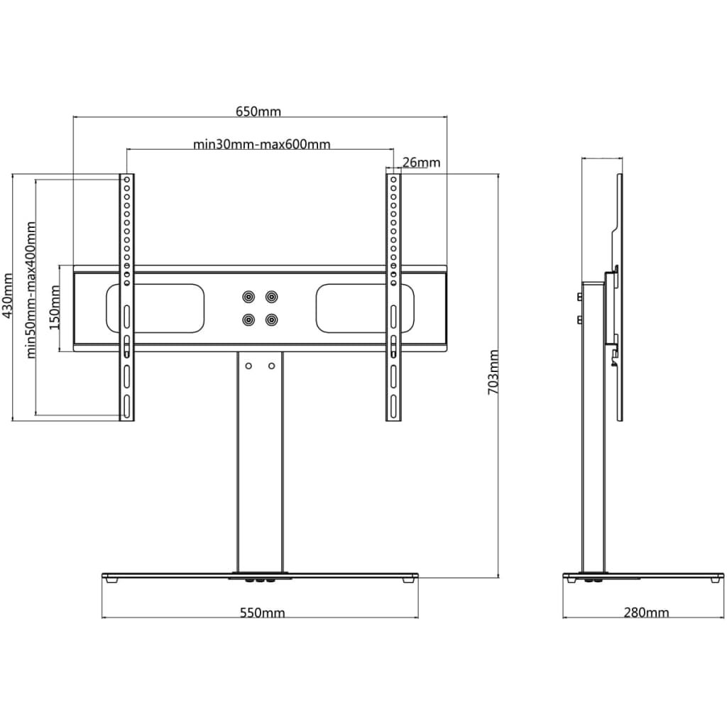 TV mount for desk, 37-55 inches, max VESA 600x400 mm 40 kg