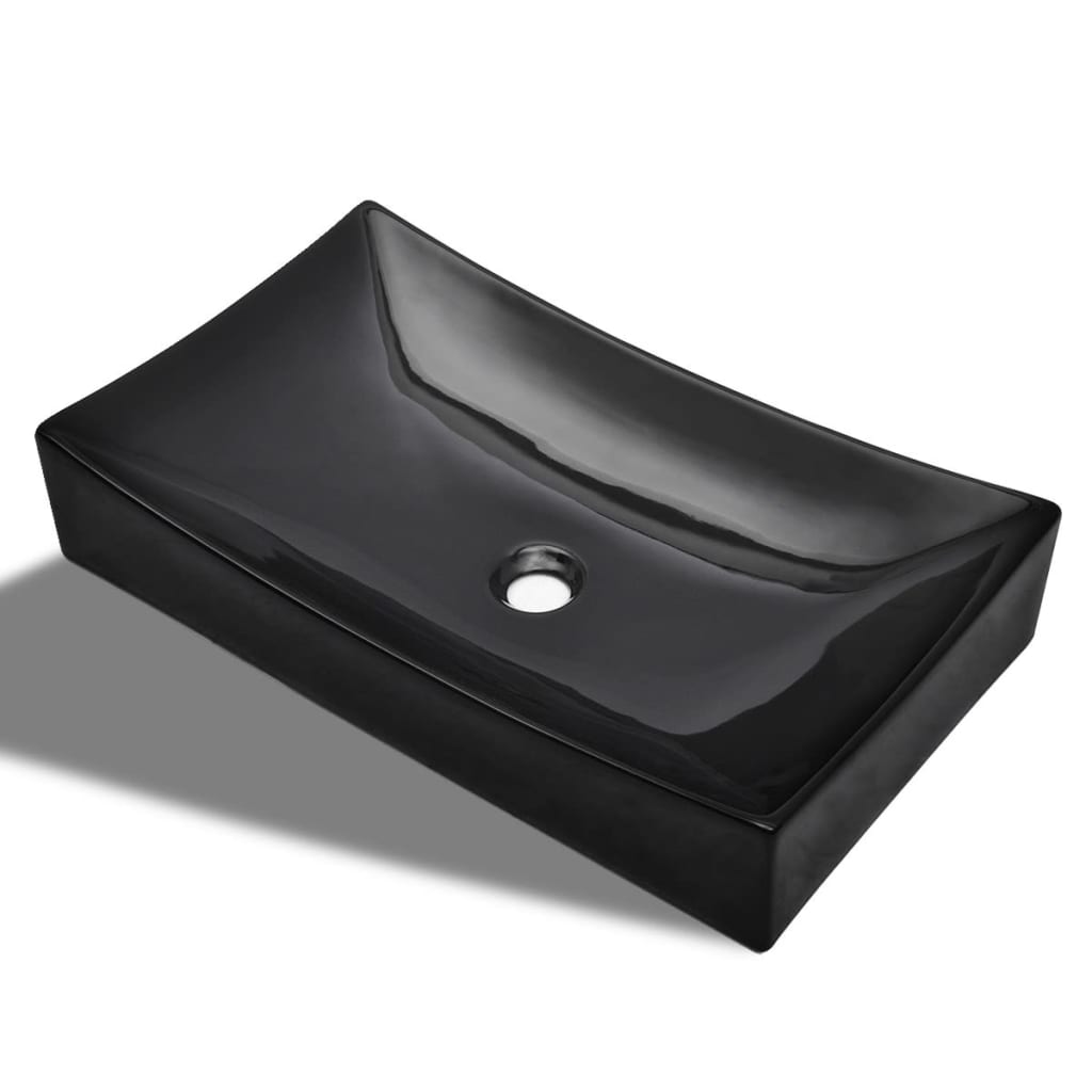 Ceramic bathroom sink, square, black