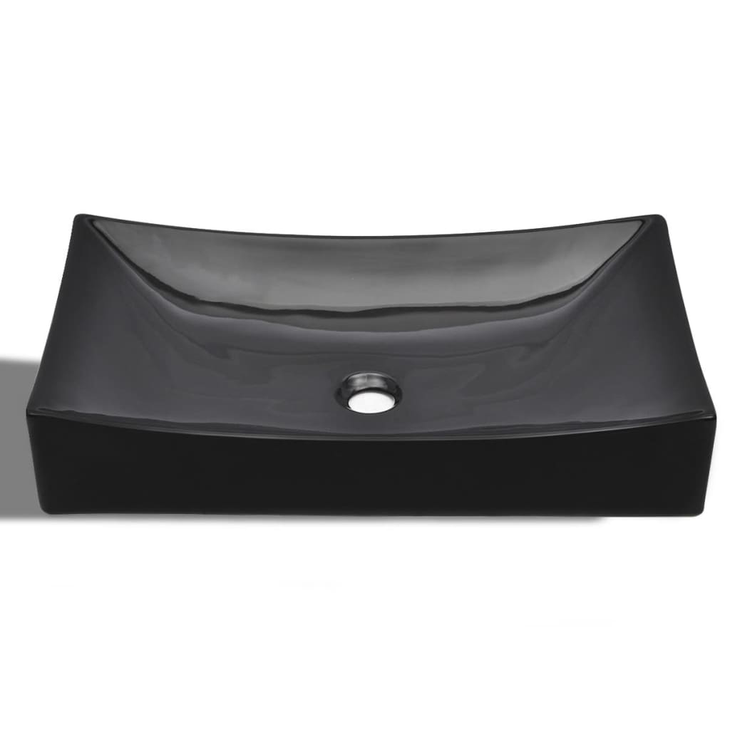 Ceramic bathroom sink, square, black