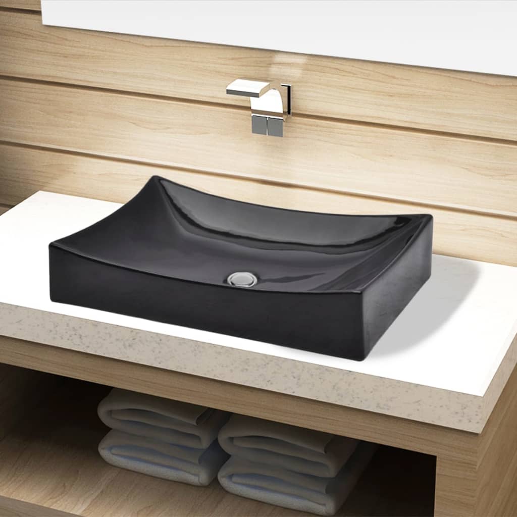 Ceramic bathroom sink, square, black