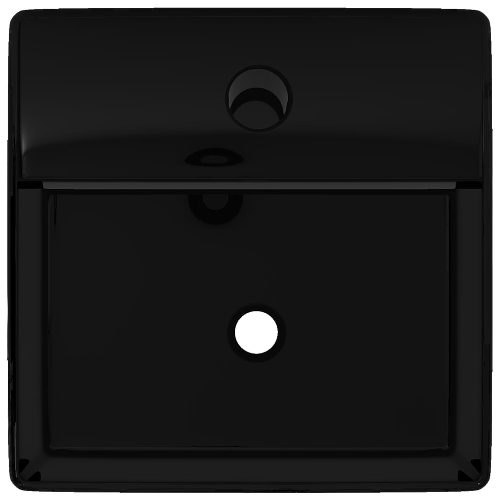 Ceramic bathroom sink with tap hole, square, black