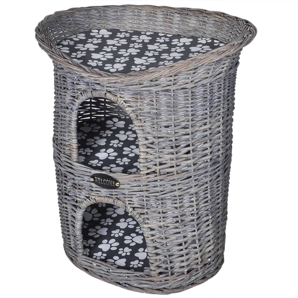 2-storey wicker cat scratching post/house/bed with cushion