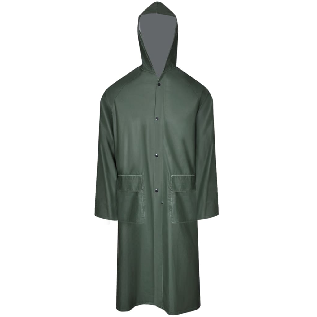 Waterproof durable hooded raincoat green M