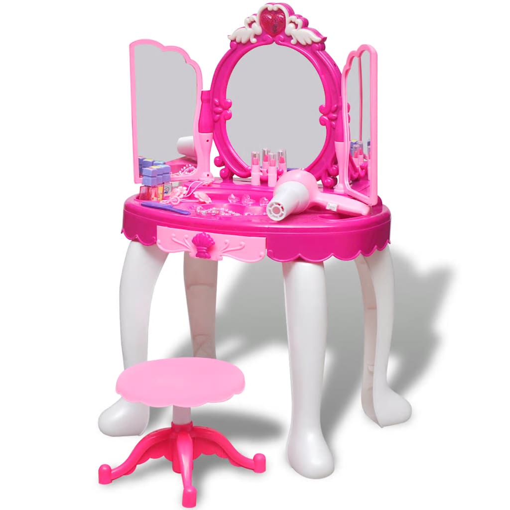 Children's dressing table with three mirrors and sound and light