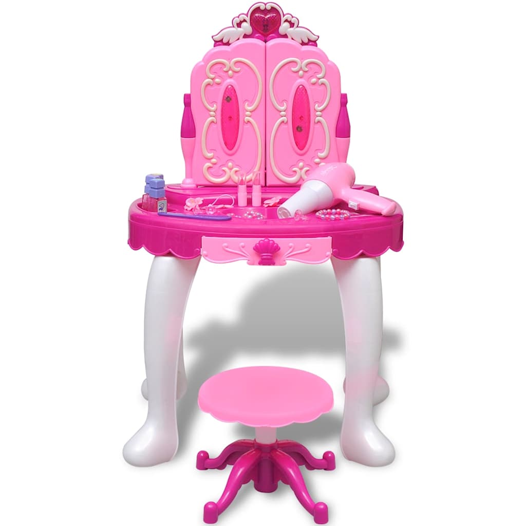 Children's dressing table with three mirrors and sound and light