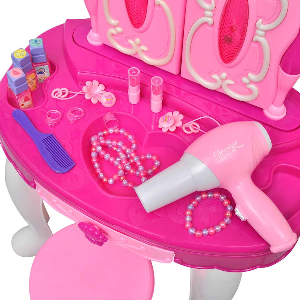 Children's dressing table with three mirrors and sound and light