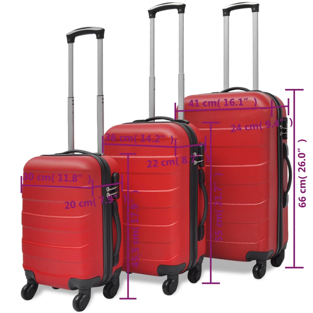 three-piece hardshell suitcase set red 45.5/55/66 cm