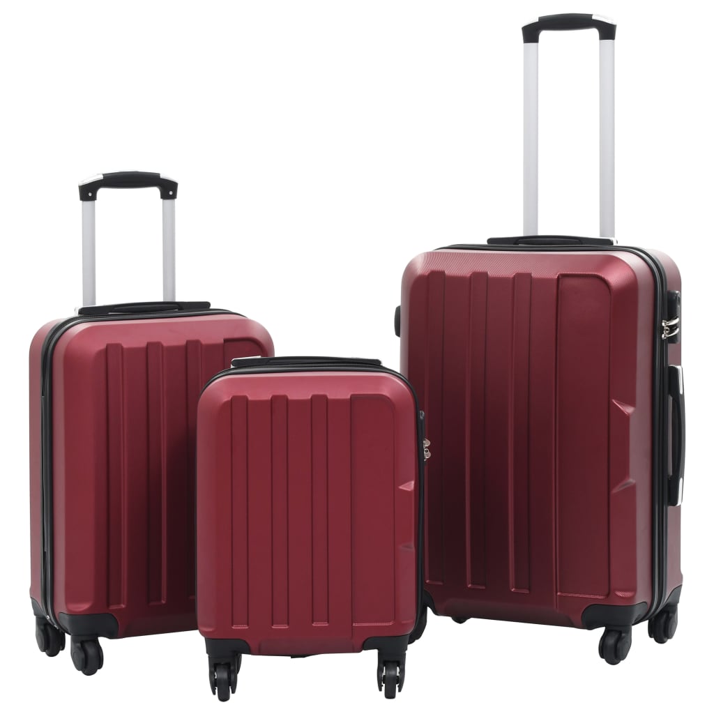 Hard case, 3 pcs, wine red, ABS