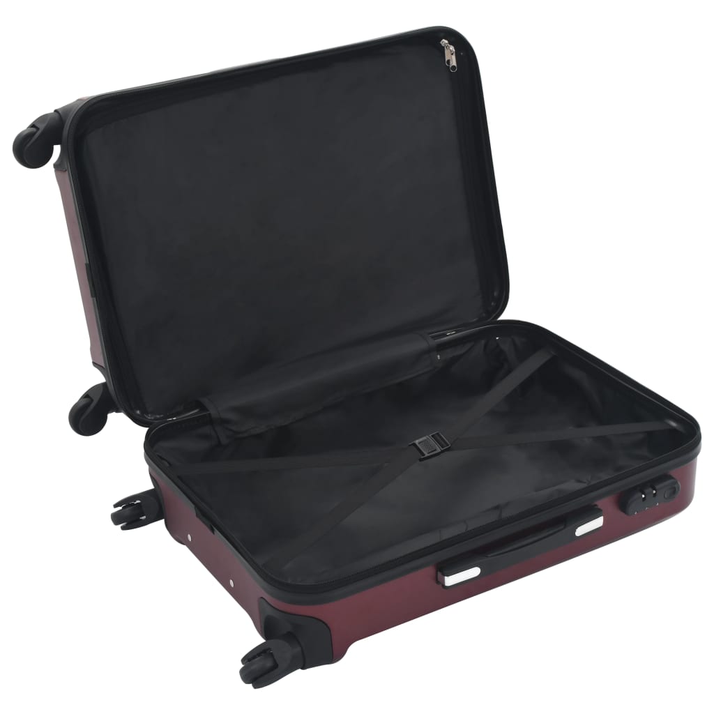 Hard case, 3 pcs, wine red, ABS