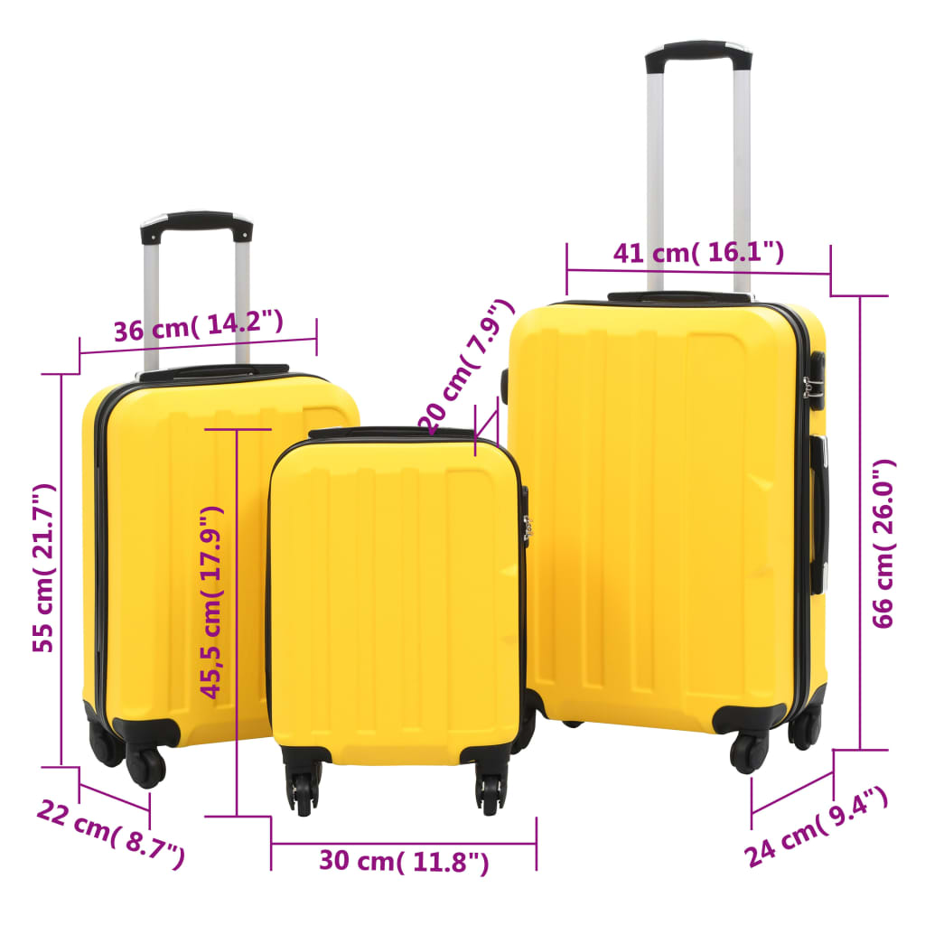 Hard case 3 pcs yellow ABS