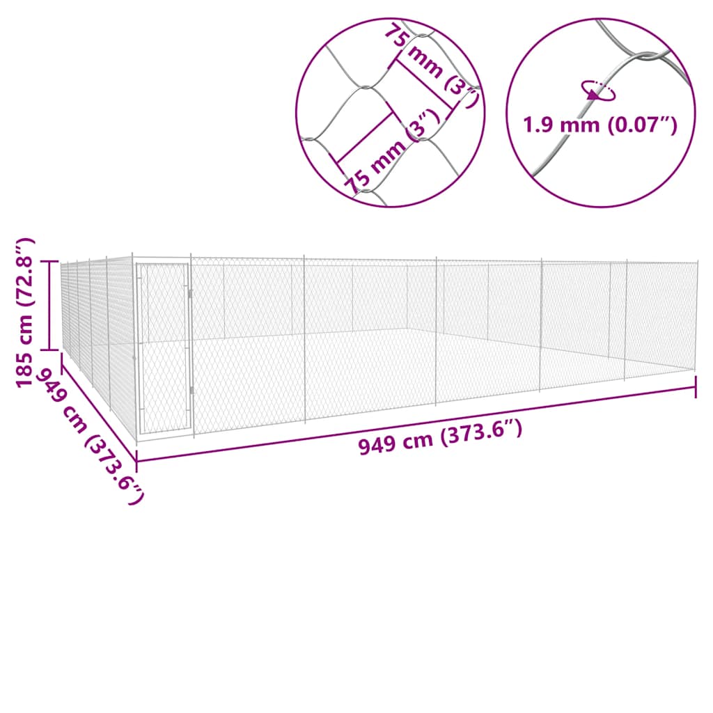 dog crate, galvanized steel, 950x950x185 cm