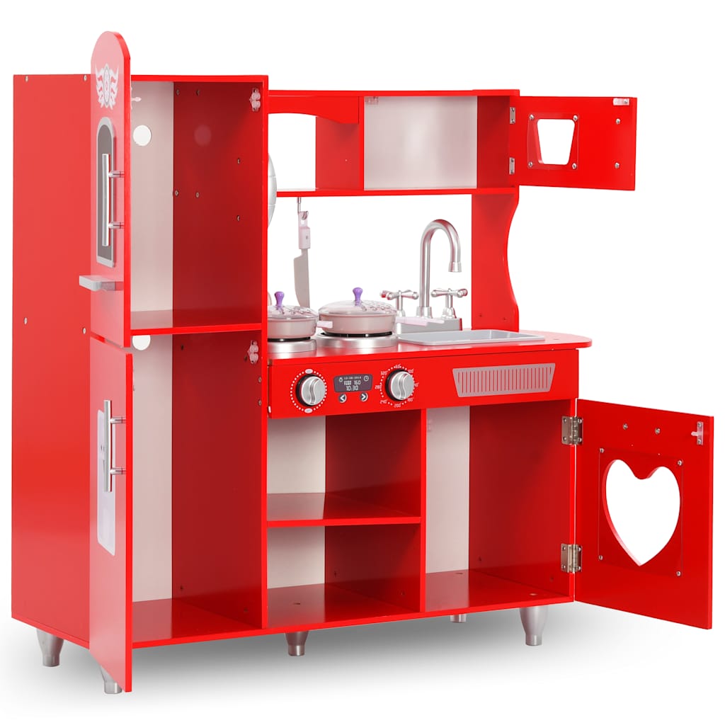 Children's play kitchen MDF 84 x 31 x 89 cm red