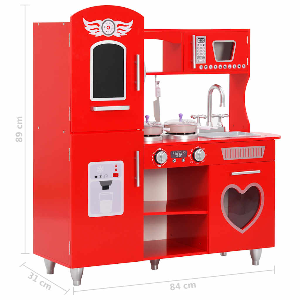 Children's play kitchen MDF 84 x 31 x 89 cm red