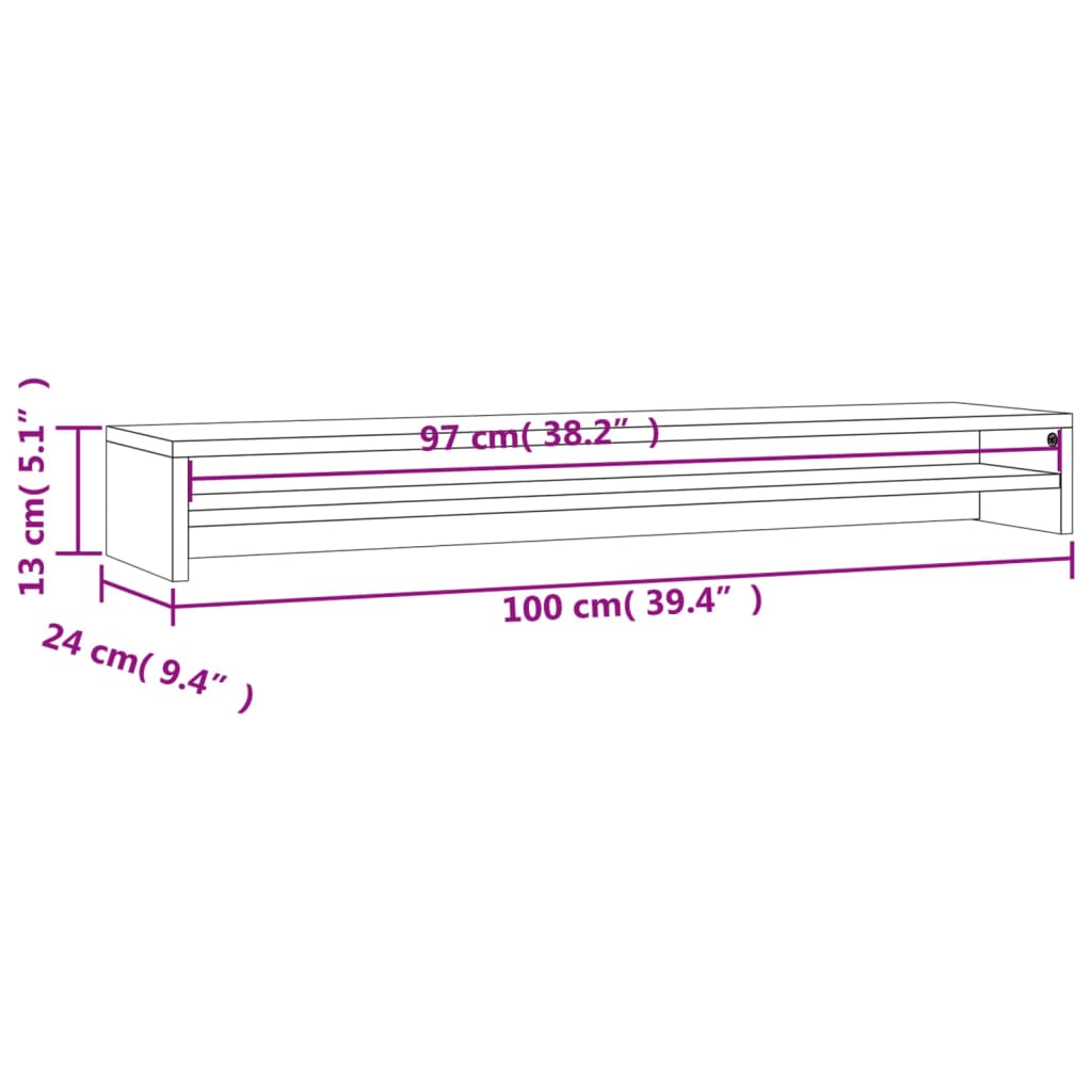 monitor stand, concrete gray, 100 x 24 x 13 cm, artificial wood