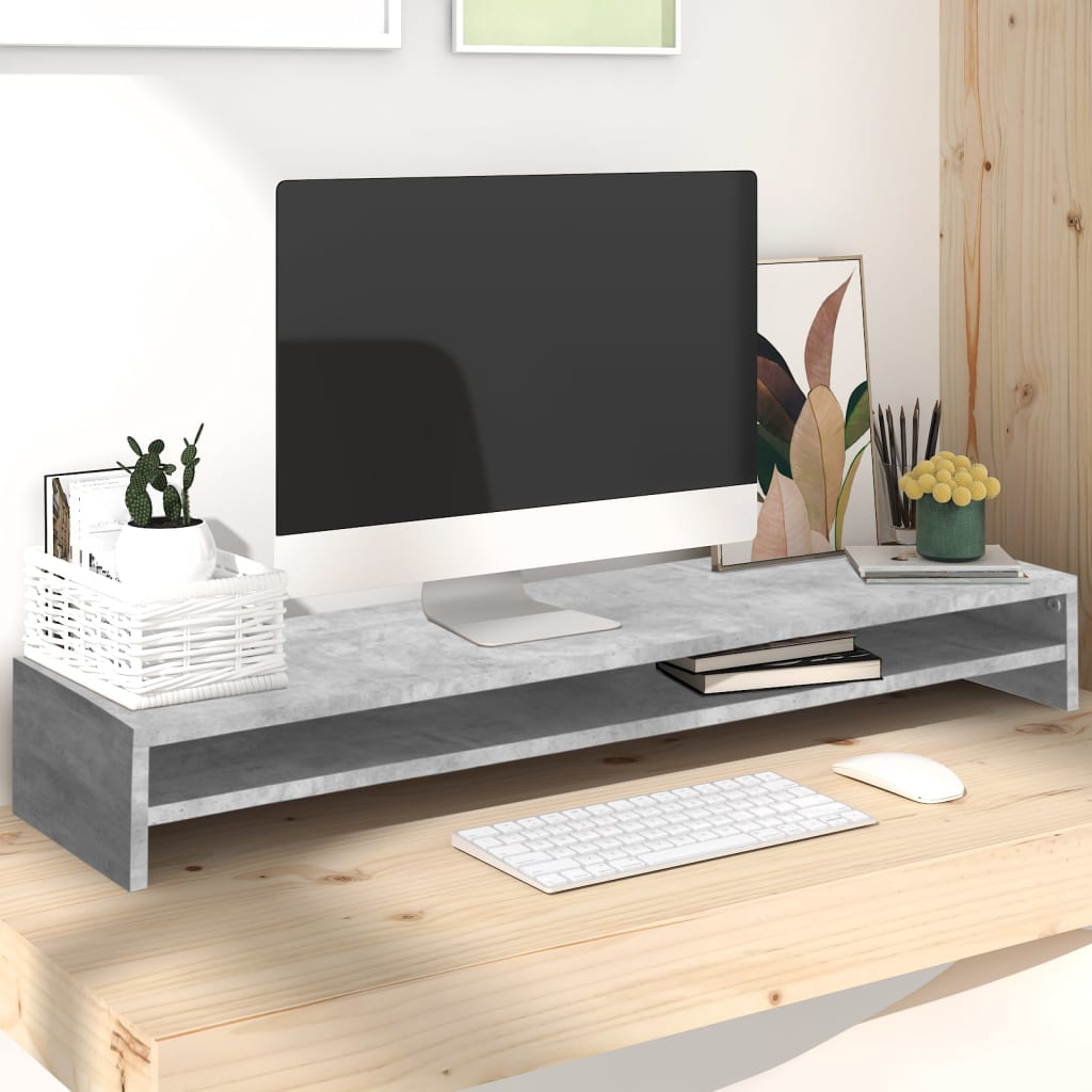 monitor stand, concrete gray, 100 x 24 x 13 cm, artificial wood