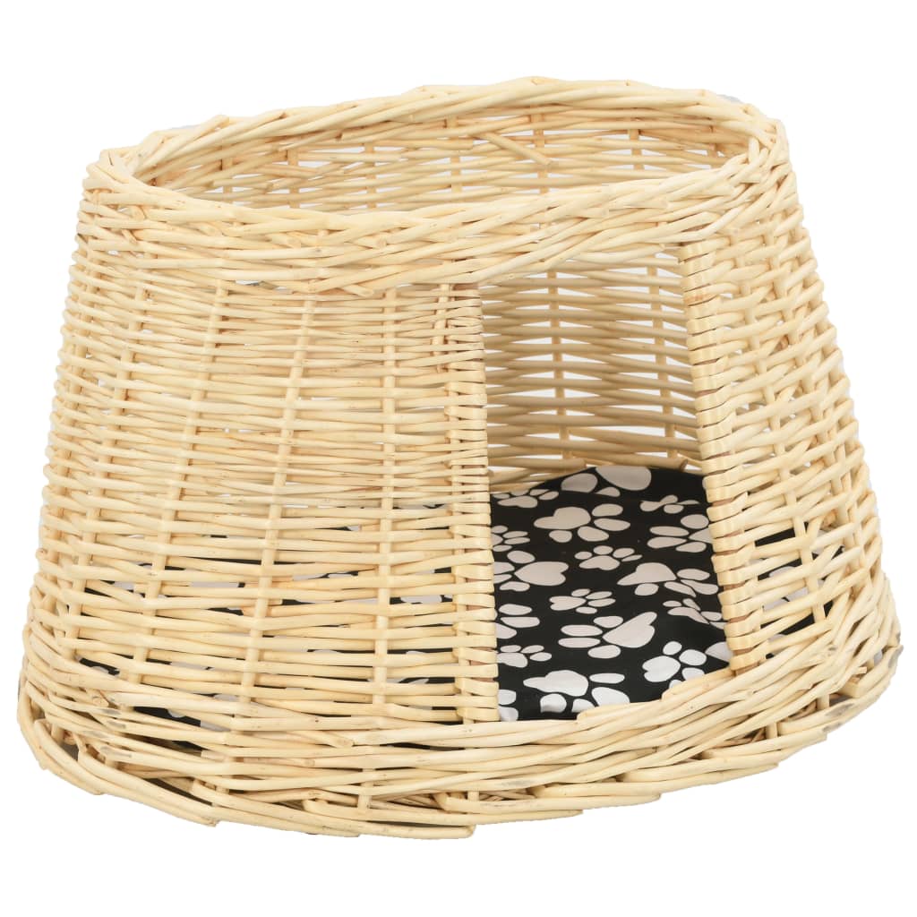 3-piece cat basket with cushions, 47 x 34 x 60 cm, natural willow