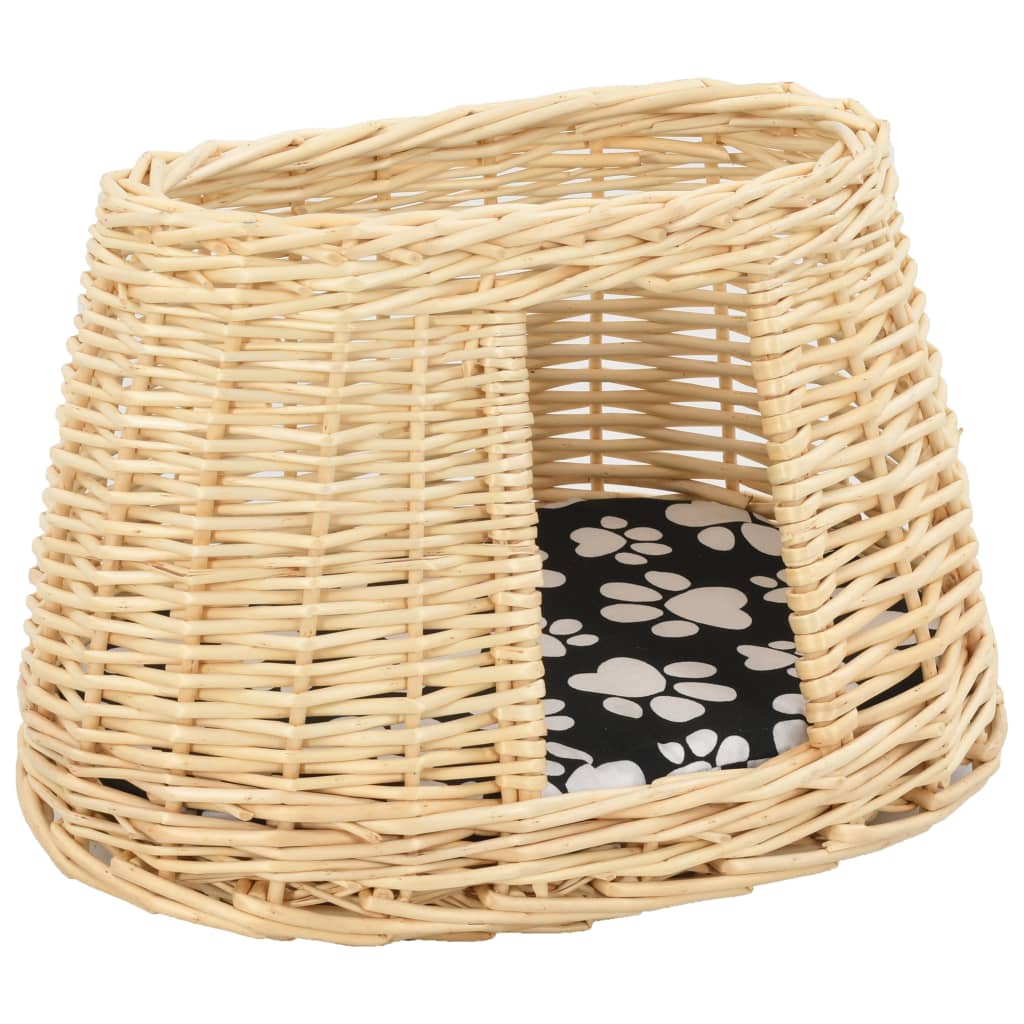 3-piece cat basket with cushions, 47 x 34 x 60 cm, natural willow