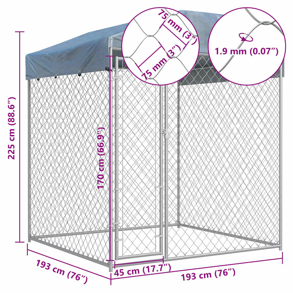 dog kennel with roof 193 x 193 x 225 m