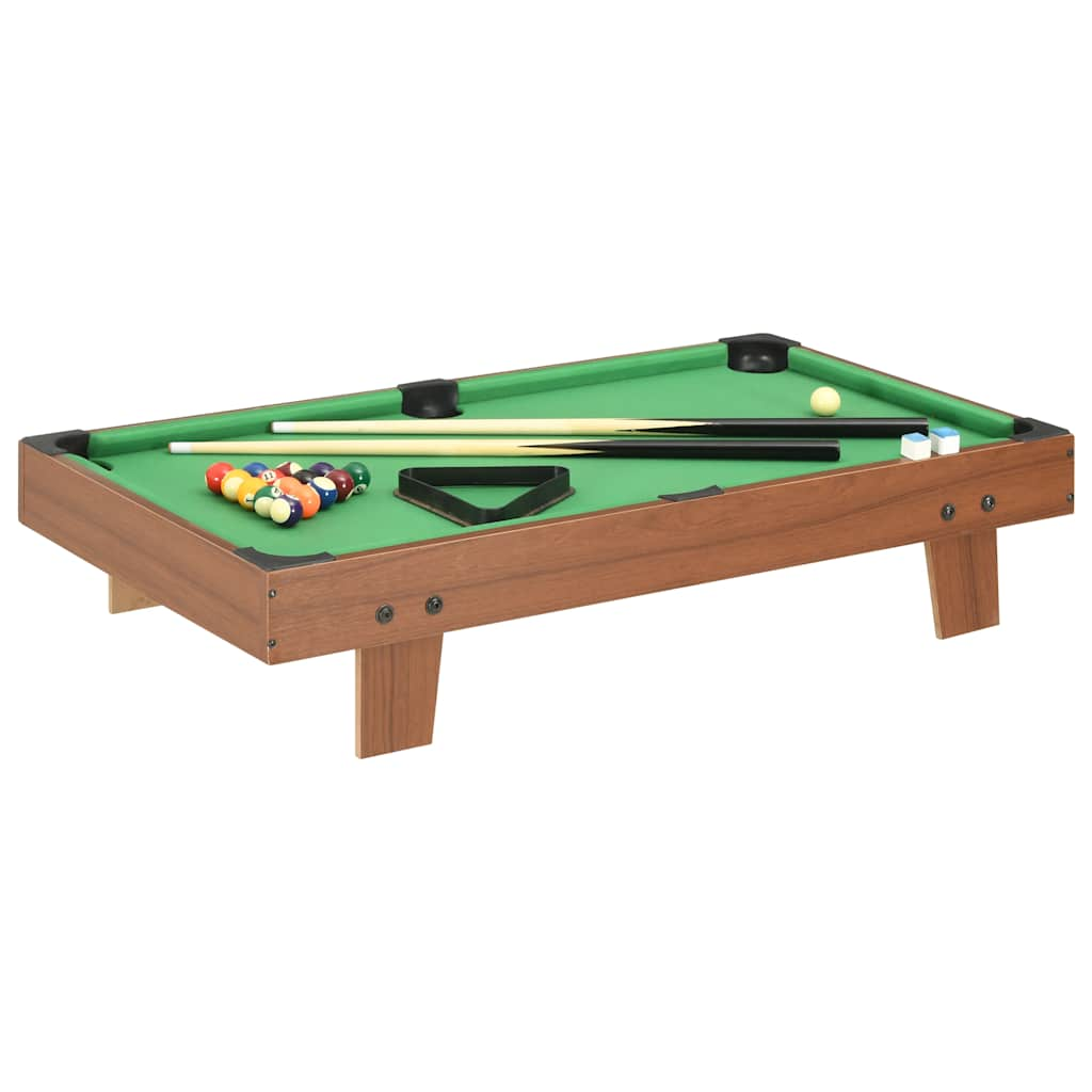 mini pool table 92 x 52 x 19 cm, brown and green