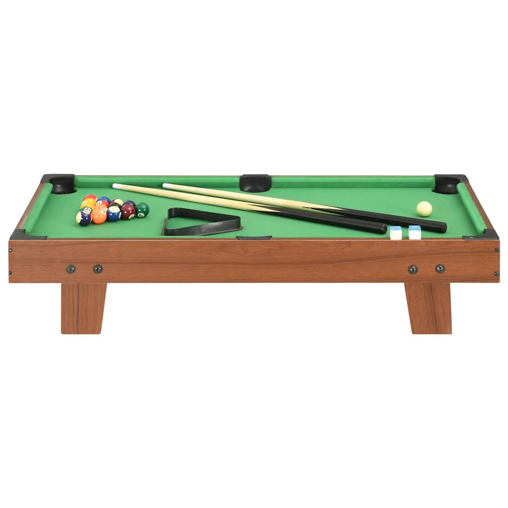 mini pool table 92 x 52 x 19 cm, brown and green