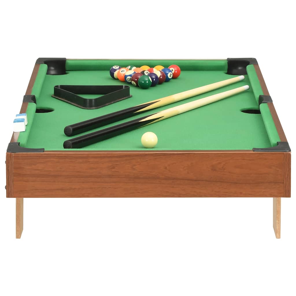 mini pool table 92 x 52 x 19 cm, brown and green