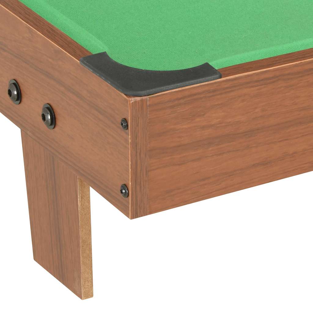 mini pool table 92 x 52 x 19 cm, brown and green