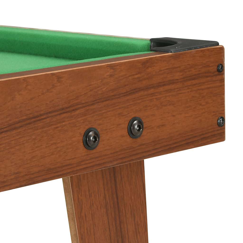 mini pool table 92 x 52 x 19 cm, brown and green