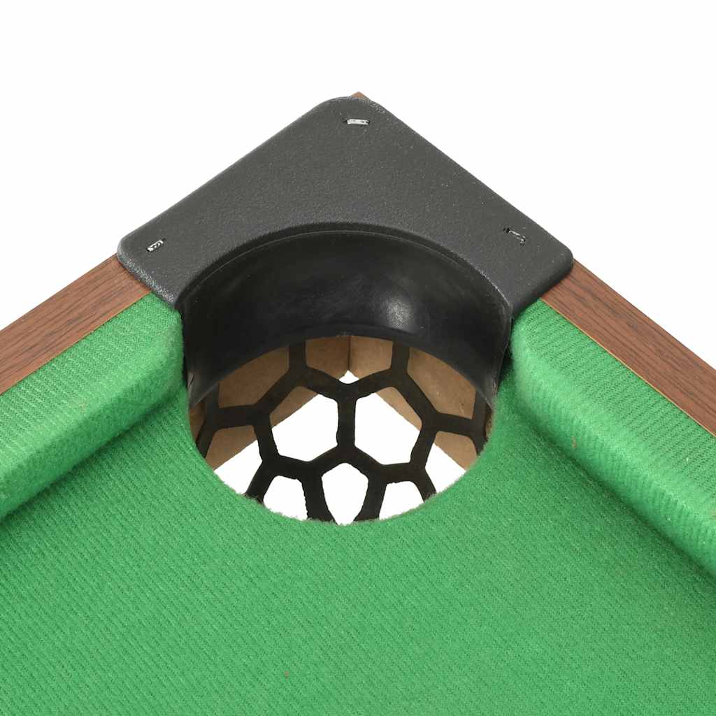 mini pool table 92 x 52 x 19 cm, brown and green