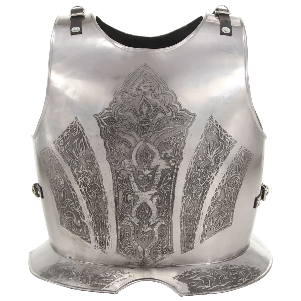 replica of medieval knight's armor, LARP, silver, steel