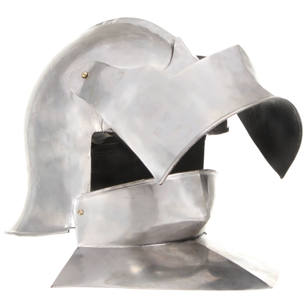 medieval knight helmet, replica, LARP, silver, steel