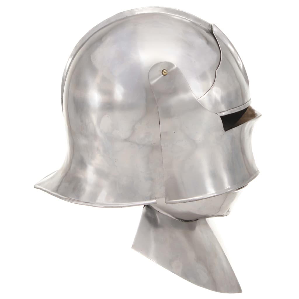 medieval knight helmet, replica, LARP, silver, steel