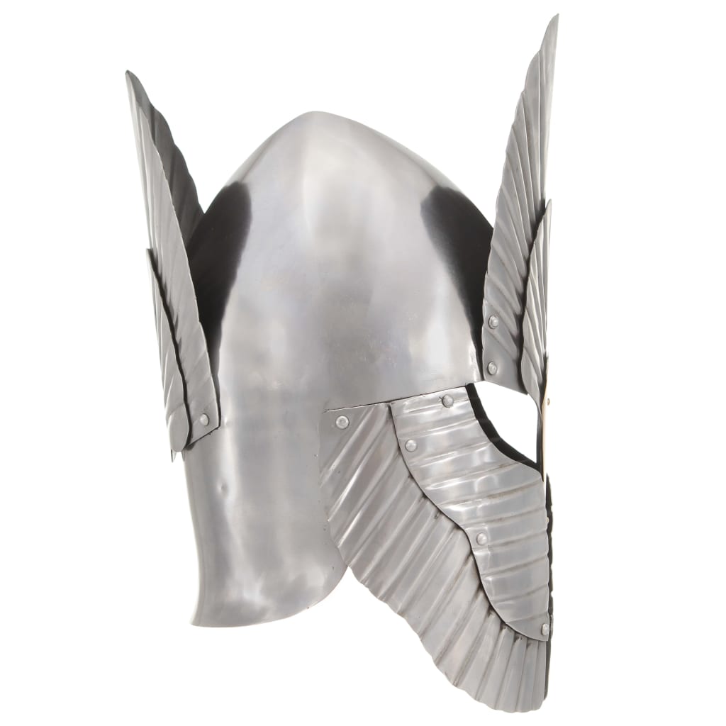 medieval knight helmet, replica, LARP, silver, steel