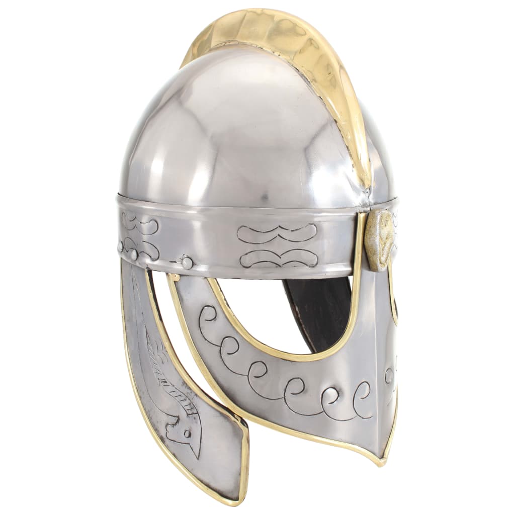 Beowulf soldier helmet replica LARP, silver, steel