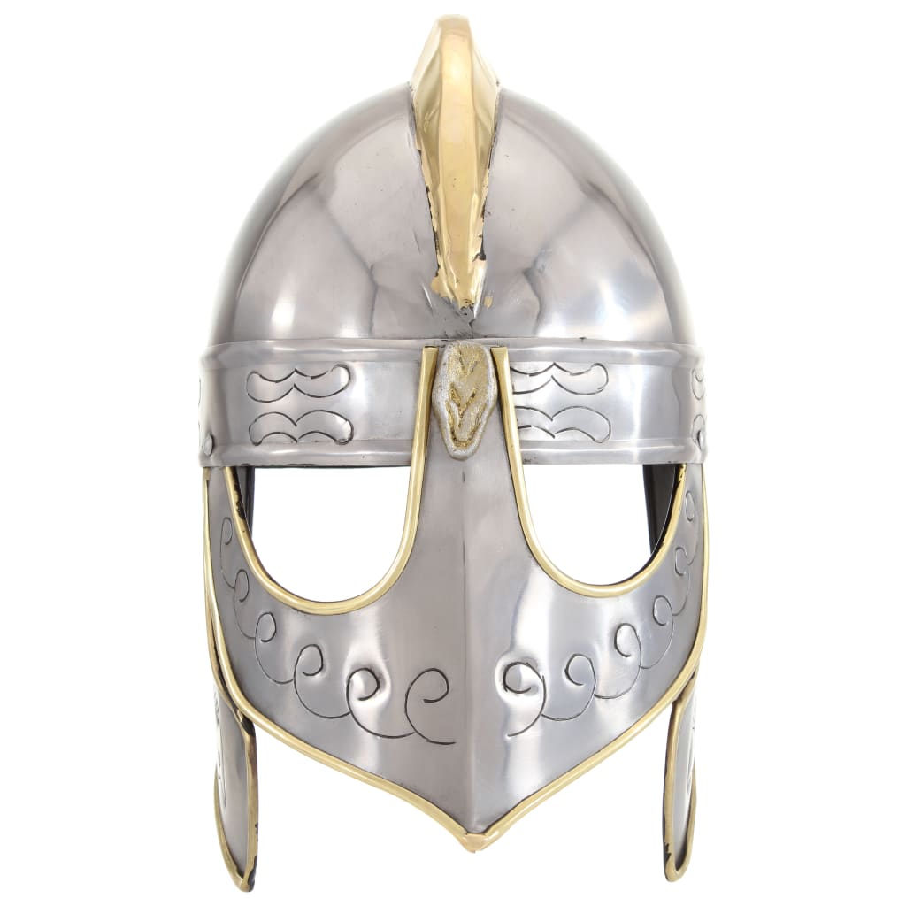 Beowulf soldier helmet replica LARP, silver, steel