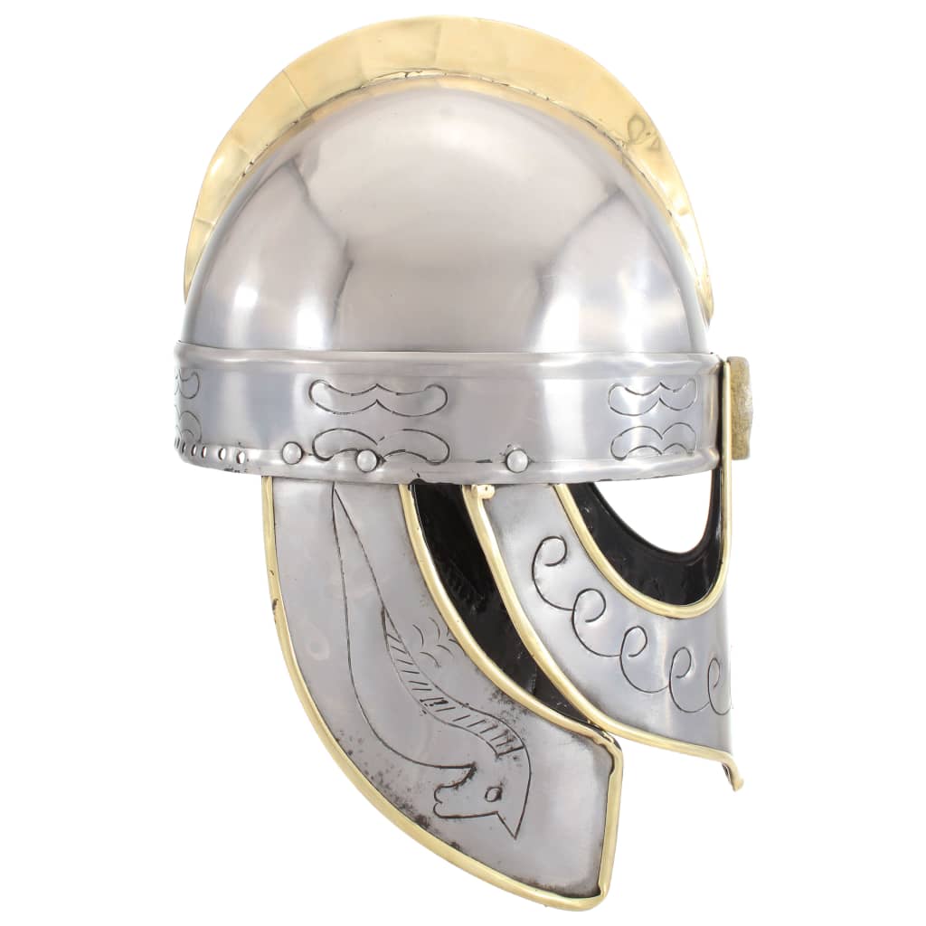 Beowulf soldier helmet replica LARP, silver, steel