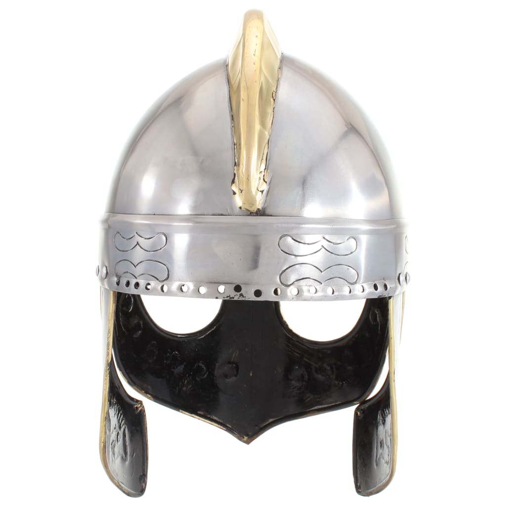 Beowulf soldier helmet replica LARP, silver, steel