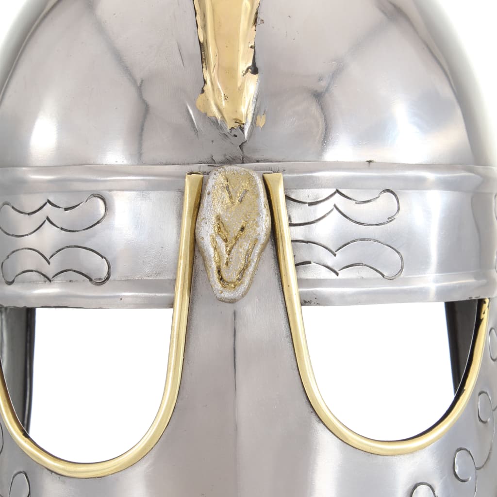 Beowulf soldier helmet replica LARP, silver, steel